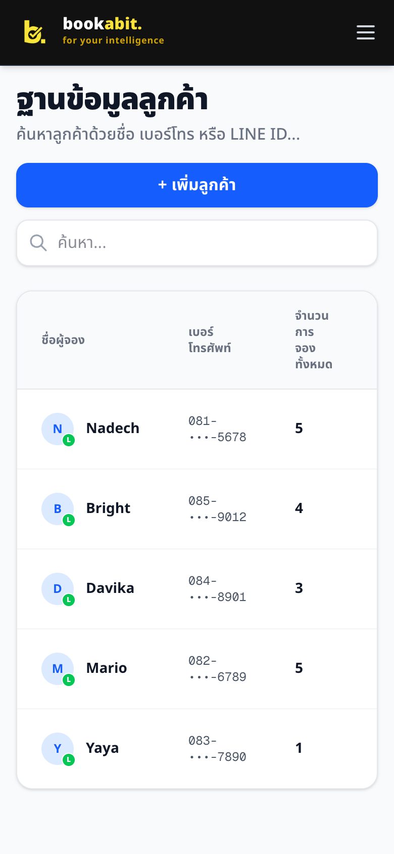 ประวัติลูกค้าและเชื่อมบัญชี LINE